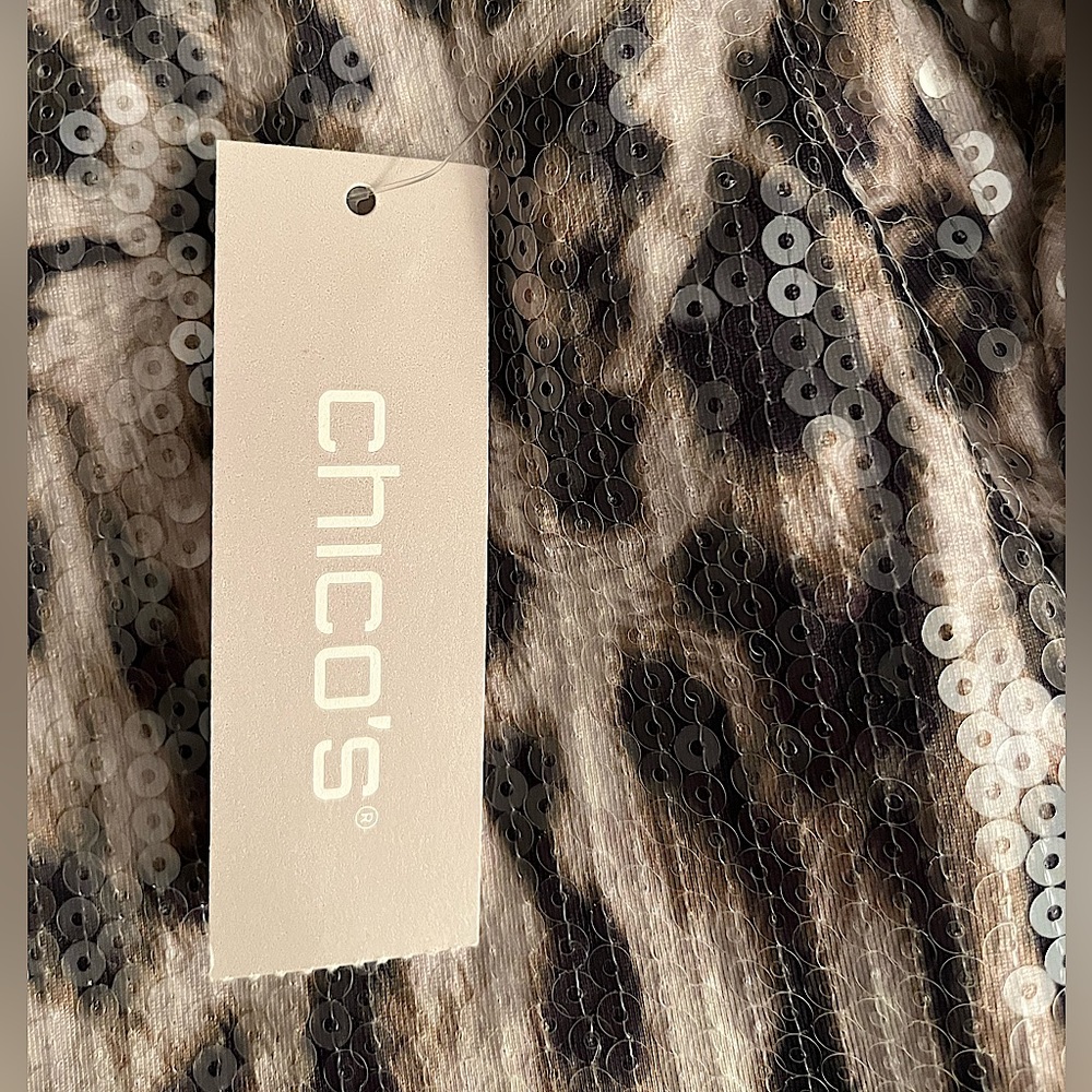 NWT Chico’s Cheetah-Print Sequin Top - Picture 5 of 12